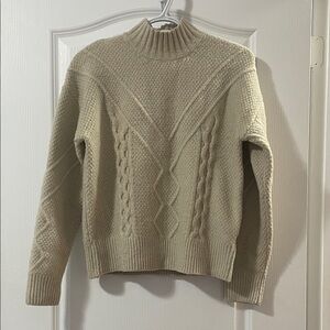 Beige Knit Mock Neck Sweater